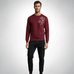LION Printed Maroon Tracksuit Sweatshirt & Trouser | Warm & Comfortable Winter Wear | XL