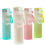 White Frosted Glass Water Bottle | Leak-Proof Insulated Bottle with Hello Master Decal Logo | 400ml
