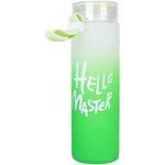Green Frosted Glass Water Bottle | Leak-Proof Insulated Bottle with Hello Master Decal Logo | 400ml