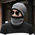 Winter Wool Cap with Neck Warmer Set | Thermal Beanie & Scarf Combo for Men and Women | Gray