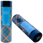 LED Temperature Display Water Bottle | Checkered Design | Smart Stainless Steel Vacuum 500ml Flask | Random Color