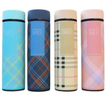 LED Temperature Display Water Bottle | Checkered Design | Smart Stainless Steel Vacuum 500ml Flask | Random Color
