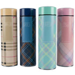 LED Temperature Display Water Bottle | Checkered Design | Smart Stainless Steel Vacuum 500ml Flask | Random Color