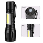 Metal COB Flashlight Torch | Mini Rechargeable LED Work Light & Waterproof Emergency Penlight