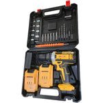 Cordless Drill Machine Kit with 2 Batteries & 26 Accessories | Portable Rechargeable Impact Drill Set