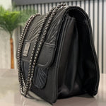 Luxury Women’s Shoulder Bag in Charcoal Black Faux Leather for Casual, Work, and Formal Use