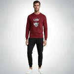 KING Printed Maroon Tracksuit Sweatshirt & Trouser | Warm & Comfortable Winter Wear | Medium