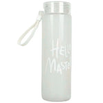 White Frosted Glass Water Bottle  |  Leak-Proof Insulated Bottle with Hello Master Decal Logo | 400ml