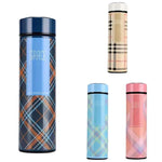LED Temperature Display Water Bottle | Checkered Design  | Smart Stainless Steel Vacuum 500ml Flask | Random Color