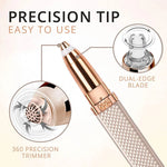 2-in-1 Flawless Facial Hair Remover & Eyebrow Trimmer | USB Rechargeable, Painless & Portable | White