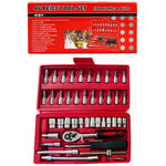46-Piece Socket Wrench Set  | Complete Ratchet Socket & Screwdriver Bit Tool Kit | Chrome Vanadium Steel Repair Tool Set with Storage Case
